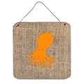 Micasa Octopus Burlap And Orange Aluminium Metal Wall Or Door Hanging Prints 6 x 6 In. MI629231